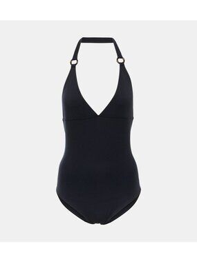 NWT Loro Piana Ring Marine halterneck swimsuit Navy Blue Sz 44 100% Authentic